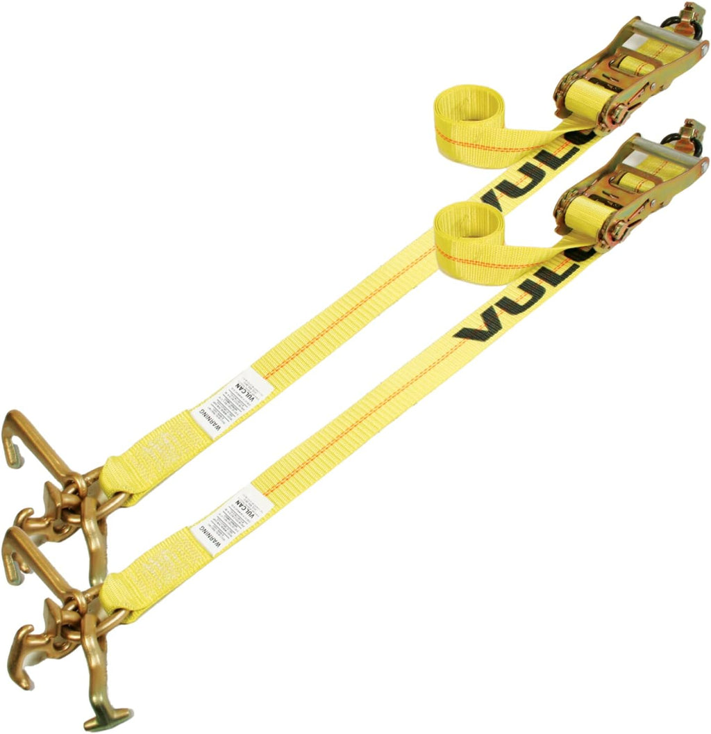 Classic Yellow Car Tie Down with Frame Hook Cluster - 96 Inch - 2 Pack U2654