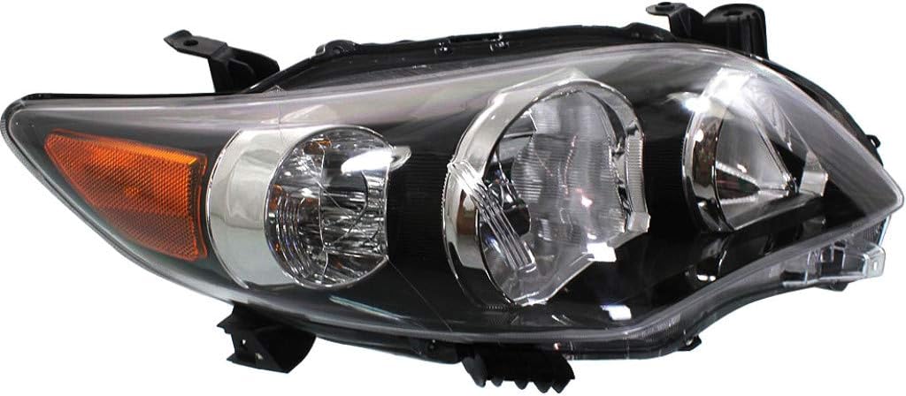 Headlight Assembly for Toyota Corolla 2011 2012 2013 Passenger Side Black w/Bulbs DOT Certified Q25918
