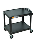 Black Mobile Steel 2 Shelf Storage Utility Cart A694692