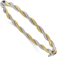 Gold 14K Two-tone Textured Hinged Bangle Q115272