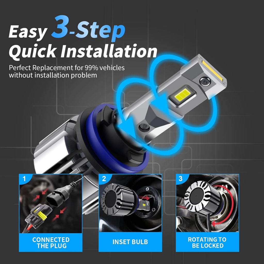 LED Headlight Bulbs Combo, 80W 14000LM 6500K Cool White, Pack of 4 Pack of 2 S609680
