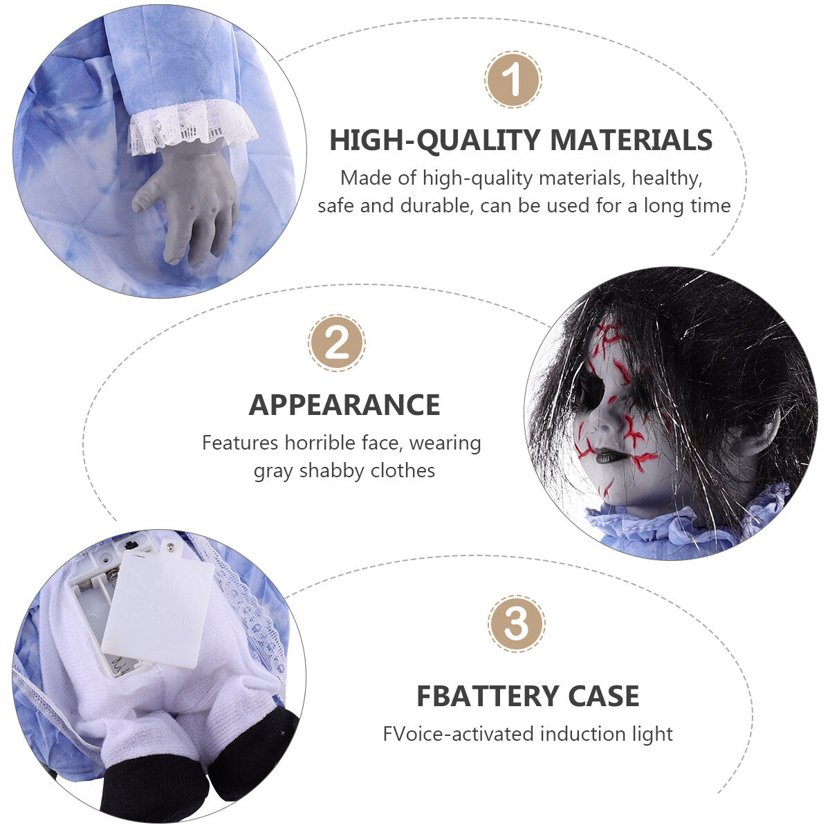Halloween Voice-activated Induction Glowing Walking Doll T626884