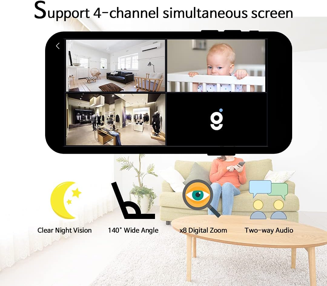 1080P Wi-Fi Smart Home Security Camera with Temperature Humidity Monitor and IR Night Vision I345385