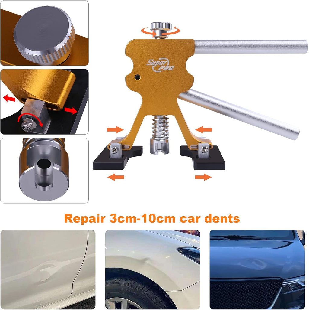 68 Pcs Auto Body Paintless Dent Removal Tools Kit LED Reflect Light Board Dent Lifter Bridge Puller Set D97335