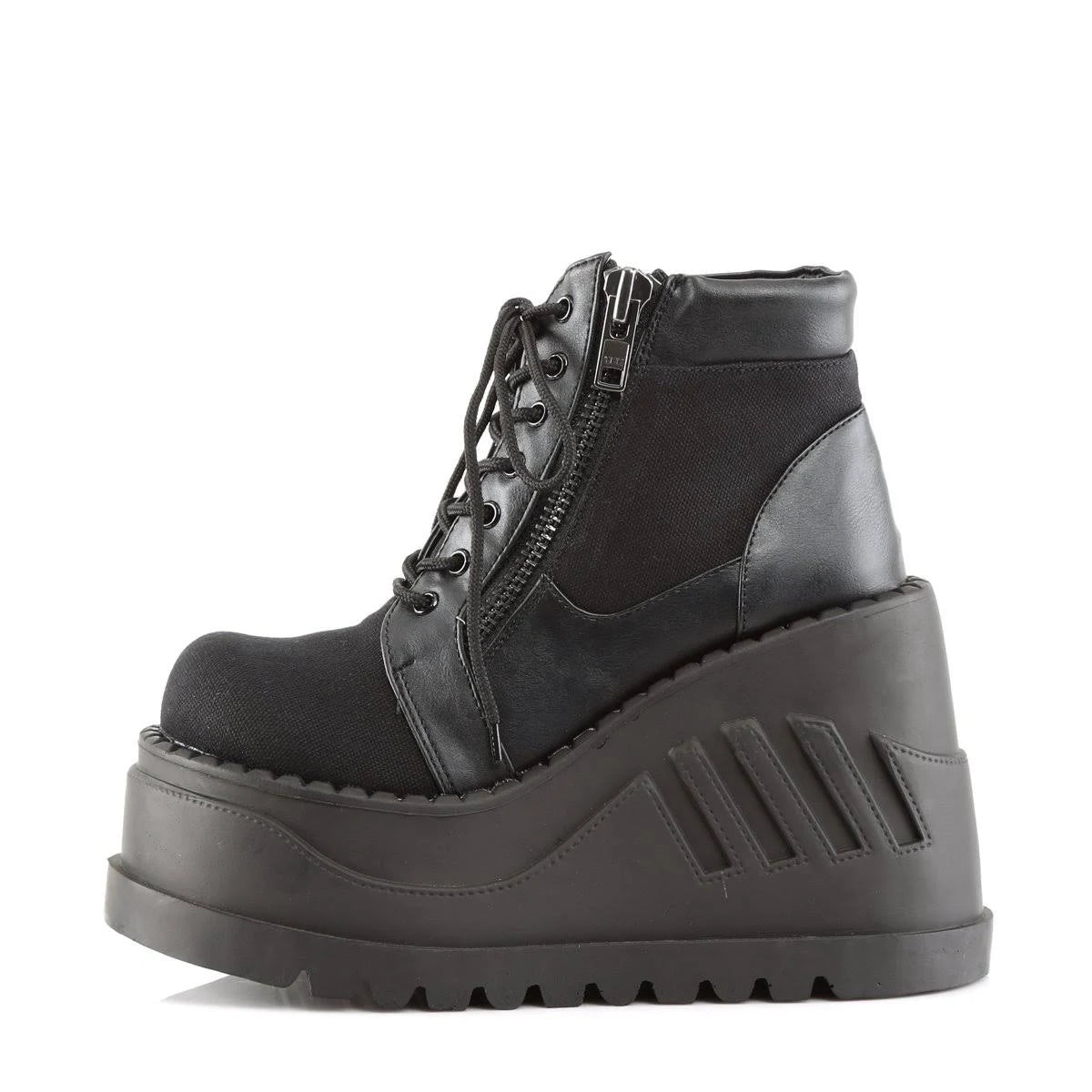 Black Canvas-Vegan Leather Stomp-10 Boots O146289