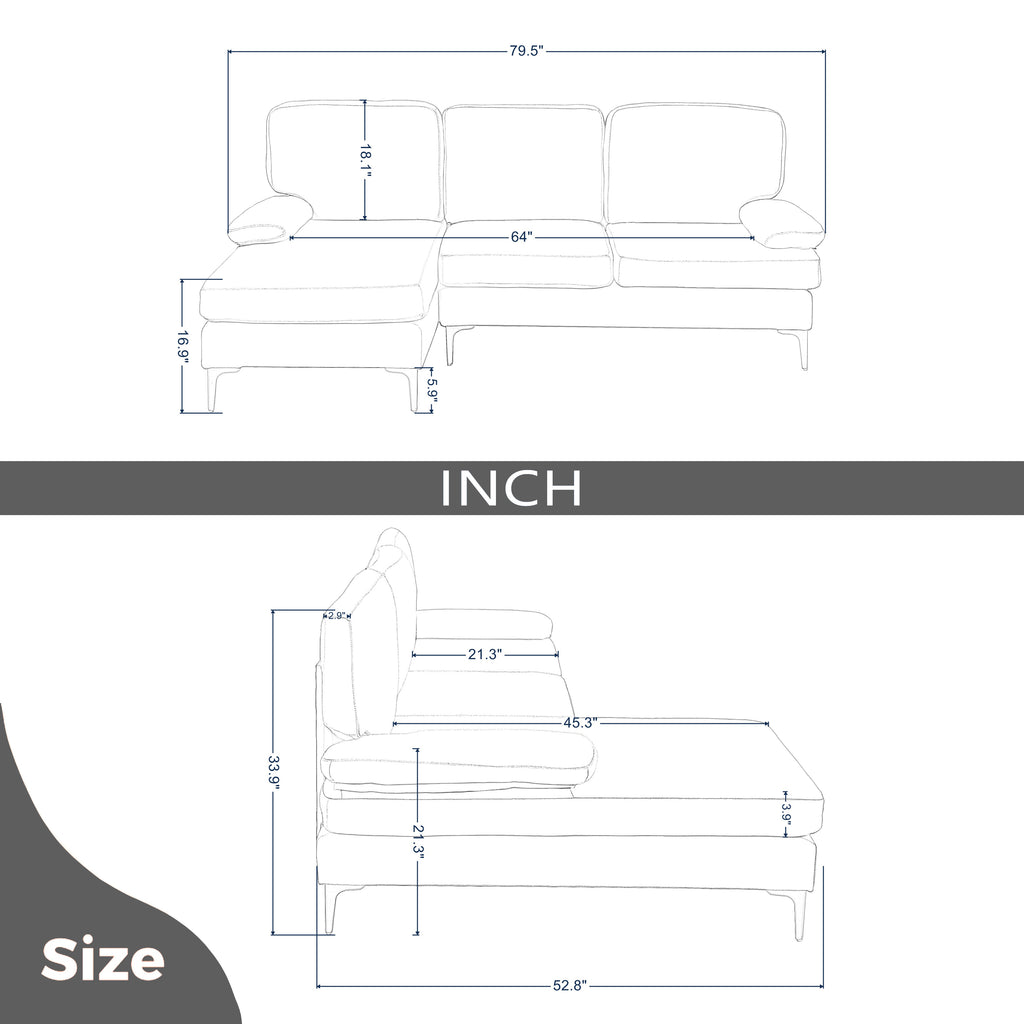 Dark Gray Left Hand Facing Sofa & Chaise M6460