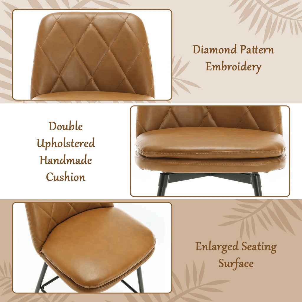 Brown Faux Leather Swivel Counter Height Bar Stools Set of 4 T94677