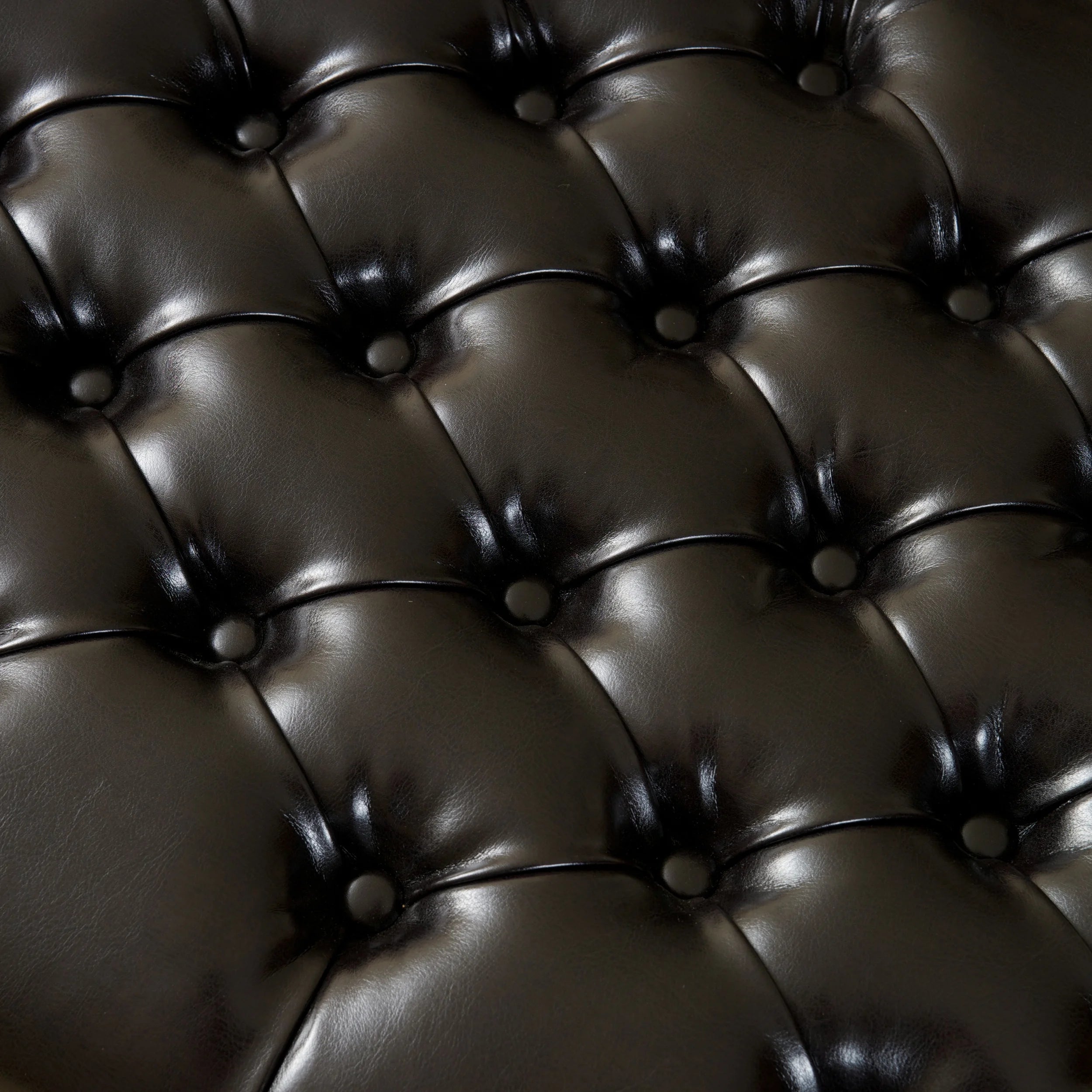 Espresso Bonded Leather Tufted Storage Ottoman Bench F6853