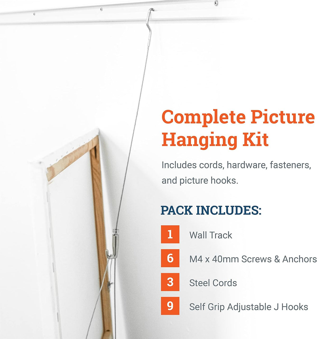 79 Inch Steel Track Kit with Picture Hooks and Hardware Q2586