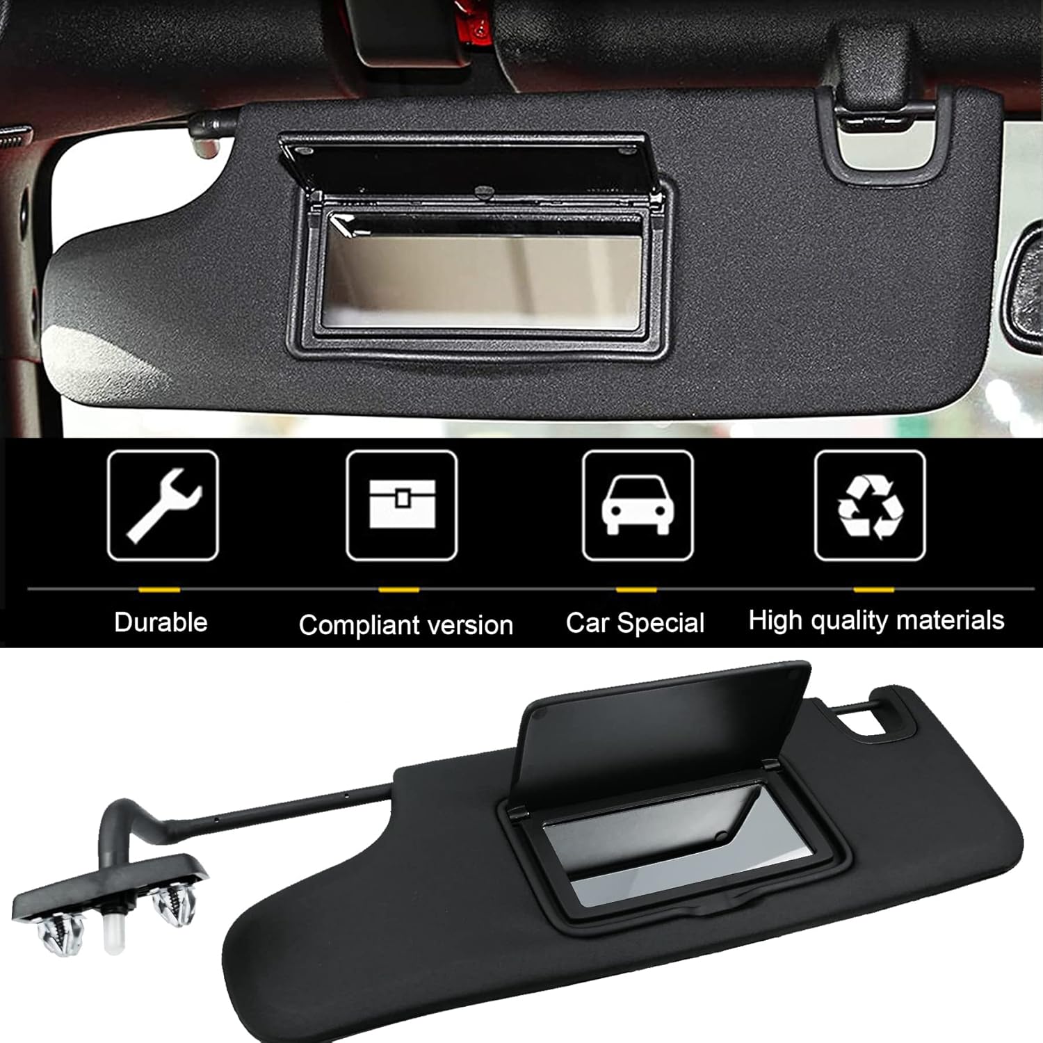 Left Driver Side Sun Visor for Jeep Wrangler JK 2007-2018 Pack of 2 V316021
