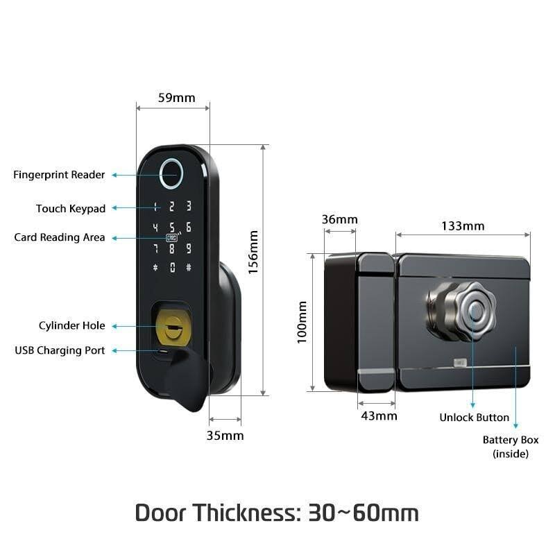 WiFi Fingerprint Smart Card Digital Code Electronic Door Lock Z39464