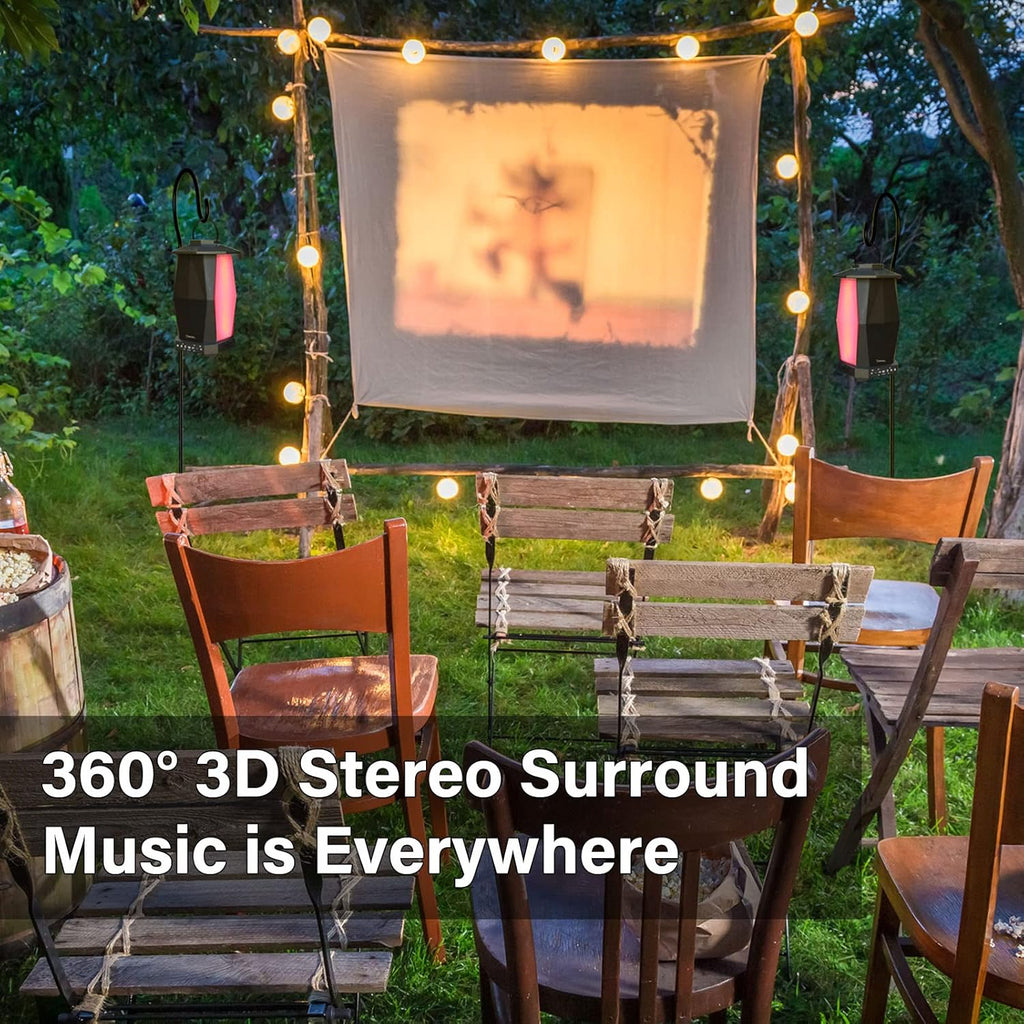 2 Pack 25W Wireless Outdoor Bluetooth Speakers with RGB LED Lights E378