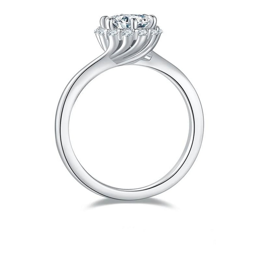 1 Carat Round Cut Moissanite Pave Prong Set Engagement Ring F9271