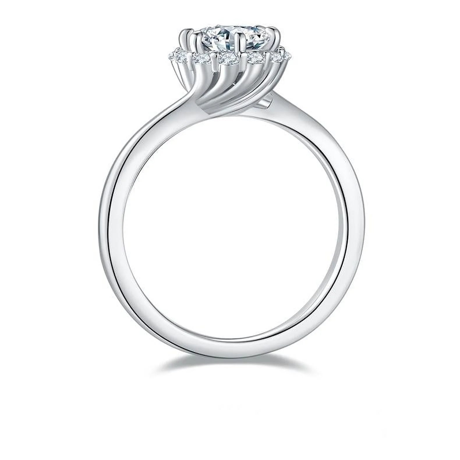 1 Carat Round Cut Moissanite Pave Prong Set Engagement Ring F9271