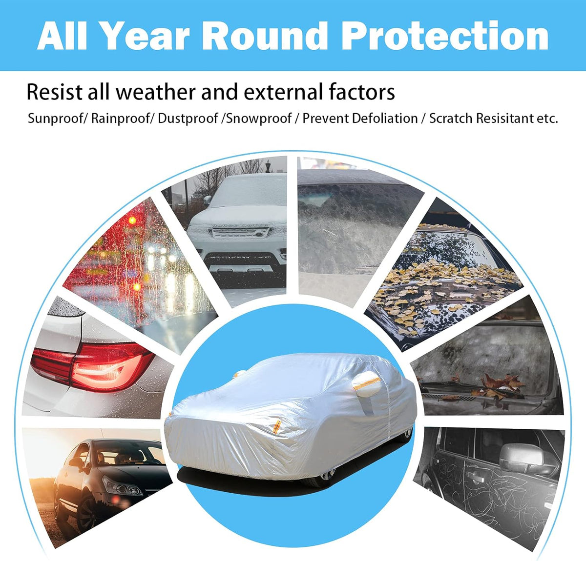 6-Layers Waterproof Car Covers with Night Reflective O423085